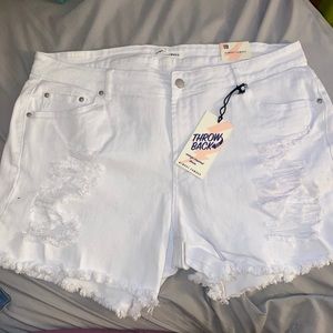 Plus distressed jean shorts